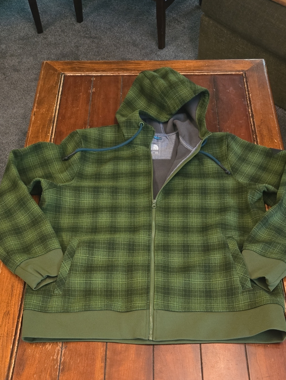 The North Face Green Plaid Hoodie Jacket